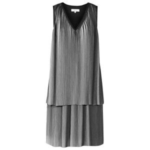 Reiss Black & White Pleated Sleeveless Double Layer Nova Dress